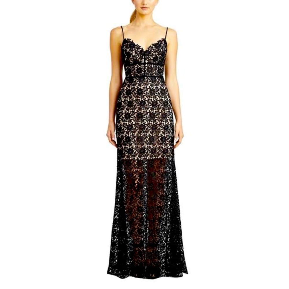 Jill Jill Stuart Black Carolina Lace Long Formal